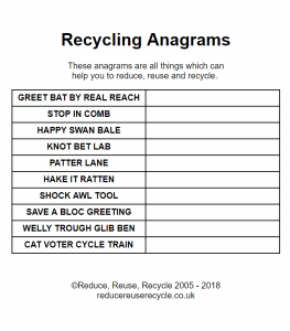 Free Printable Recycling Anagrams